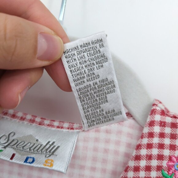 Red Gingham 3T Dress w/‎ Bee & Floral Embroidery Picnic Church by Specialty Kids - Picture 7 of 7